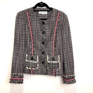 Sara Campbell Women's Tweed Plaid Buttoned Jacket